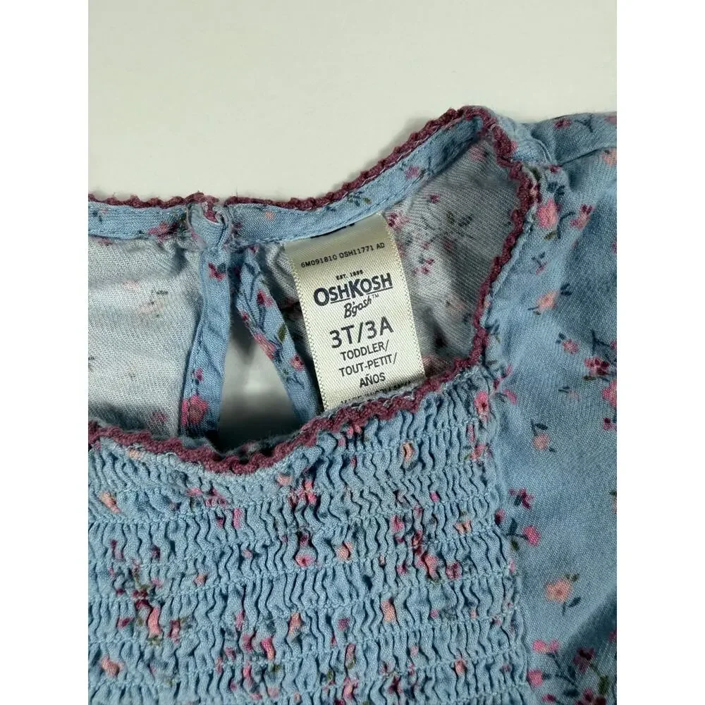 OshKosh B’gosh Floral Smocked Peplum Top & Gap Jegging Pants Outfit Size 3 Years